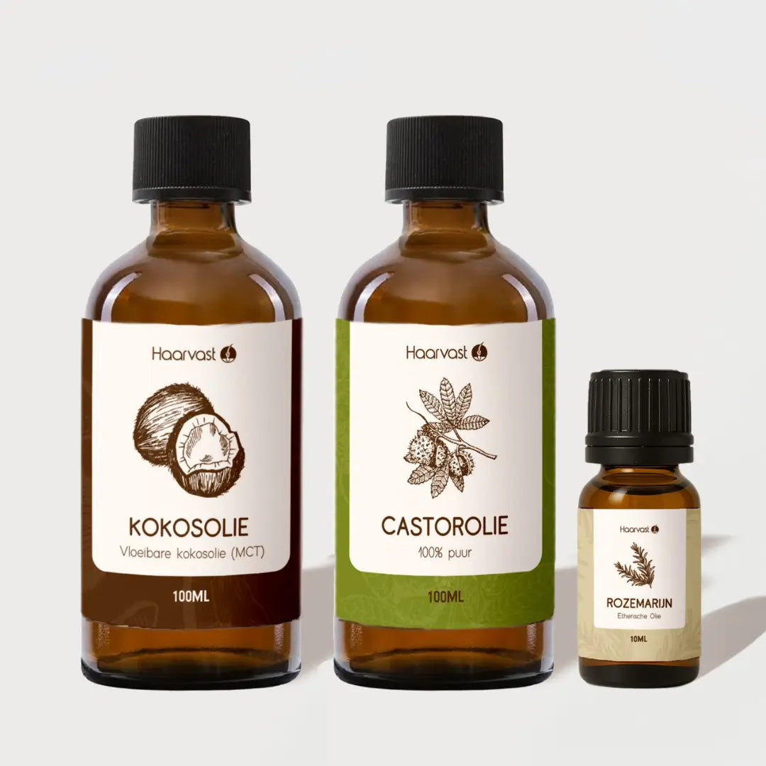 Haarserum DIY bundel - Castor olie, kokosolie (MCT) en etherische rozemarijn olie - 100% pure olie