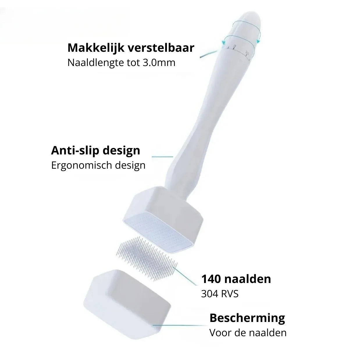 3x Dermastamp (voordeelset) - 140 Naalden – Verstelbaar (0,3mm - 3mm)